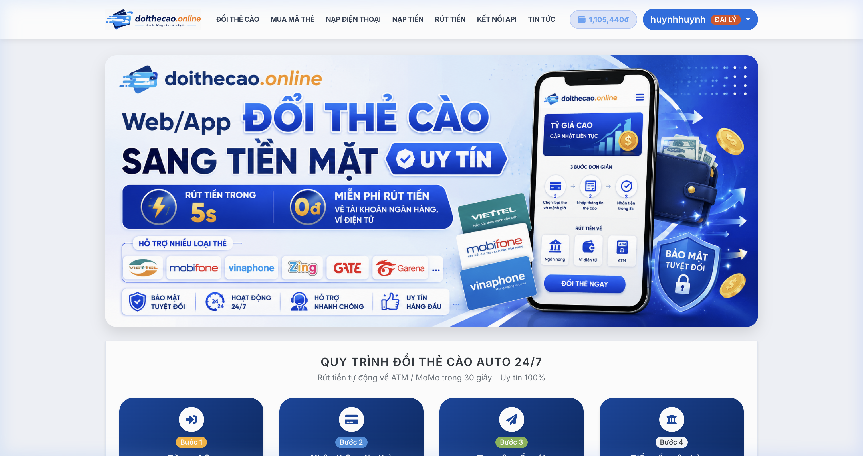 Hướng dẫn mua thẻ Vcoin (VTC) bước 1 đăng nhập tài khoản