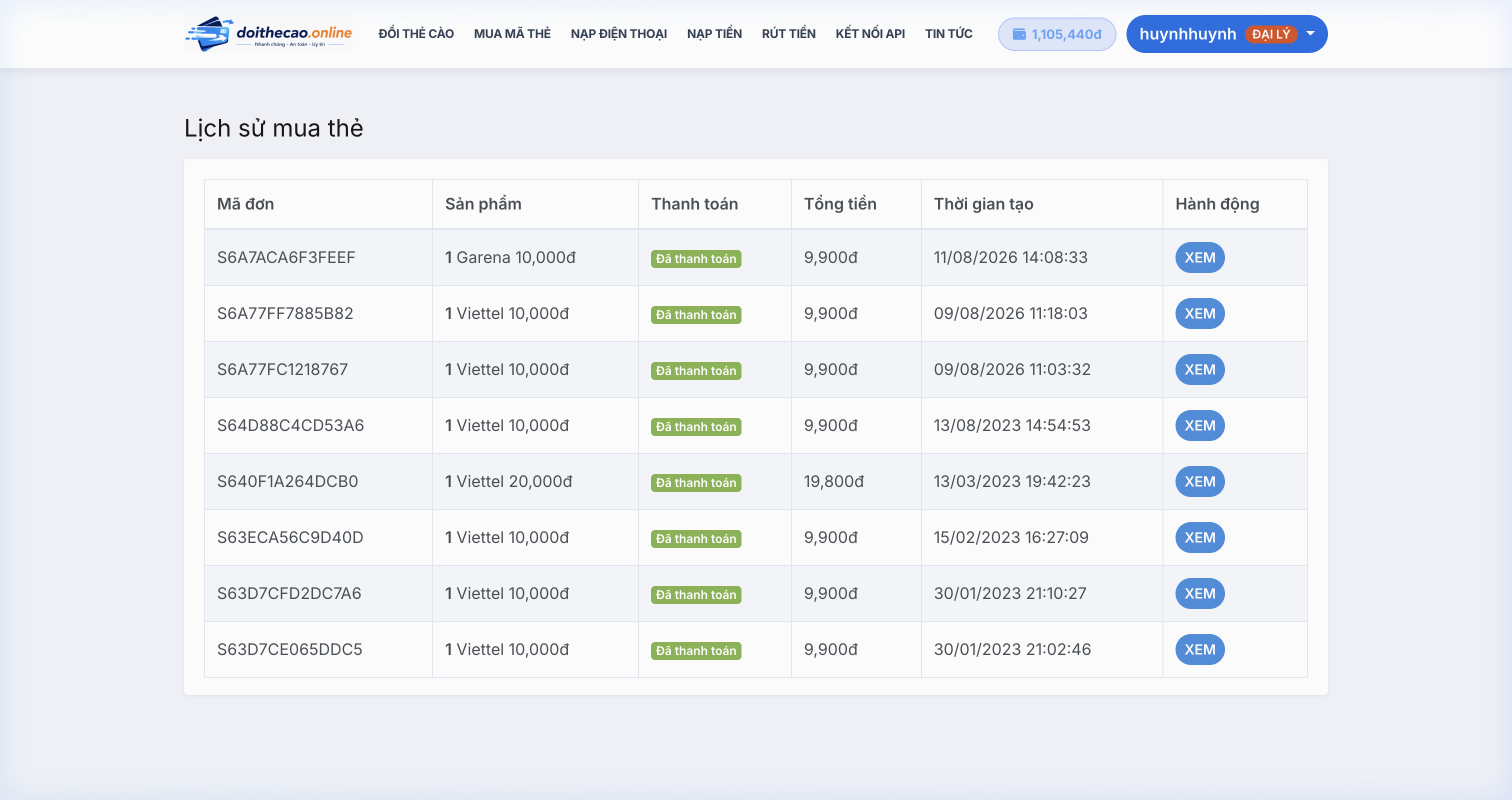 Hướng dẫn mua thẻ Vcoin (VTC) bước 4 nhận mã thẻ pin và serial